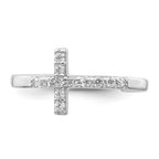 Sterling Silver Rhodium-plated CZ Cross Toe Ring