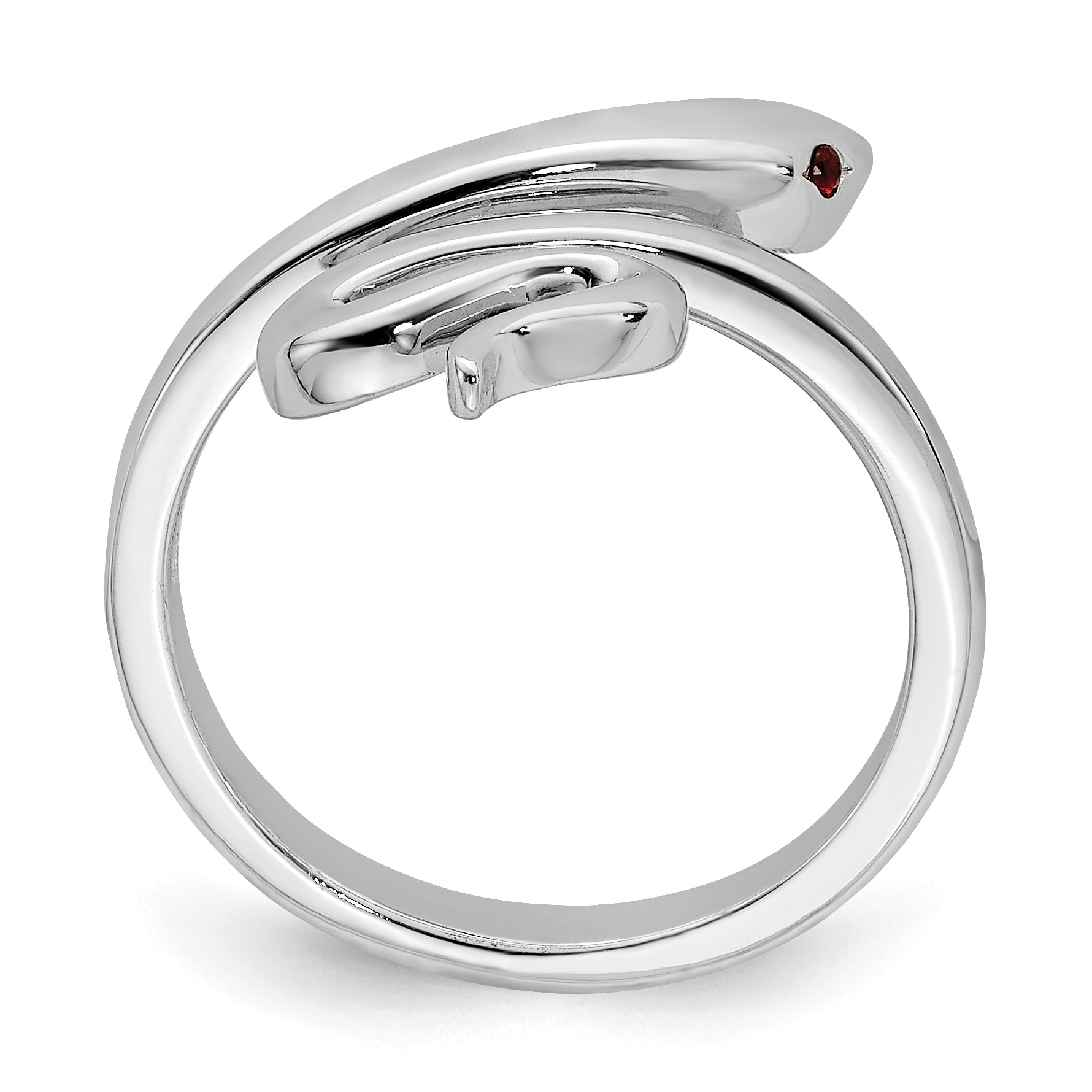 Sterling Silver Rhodium-plated Snake With Synthetic Ruby Toe Ring Secondary image
