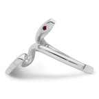 Sterling Silver Rhodium-plated Snake With Synthetic Ruby Toe Ring