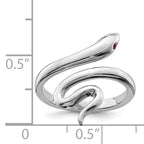 Sterling Silver Rhodium-plated Snake With Synthetic Ruby Toe Ring