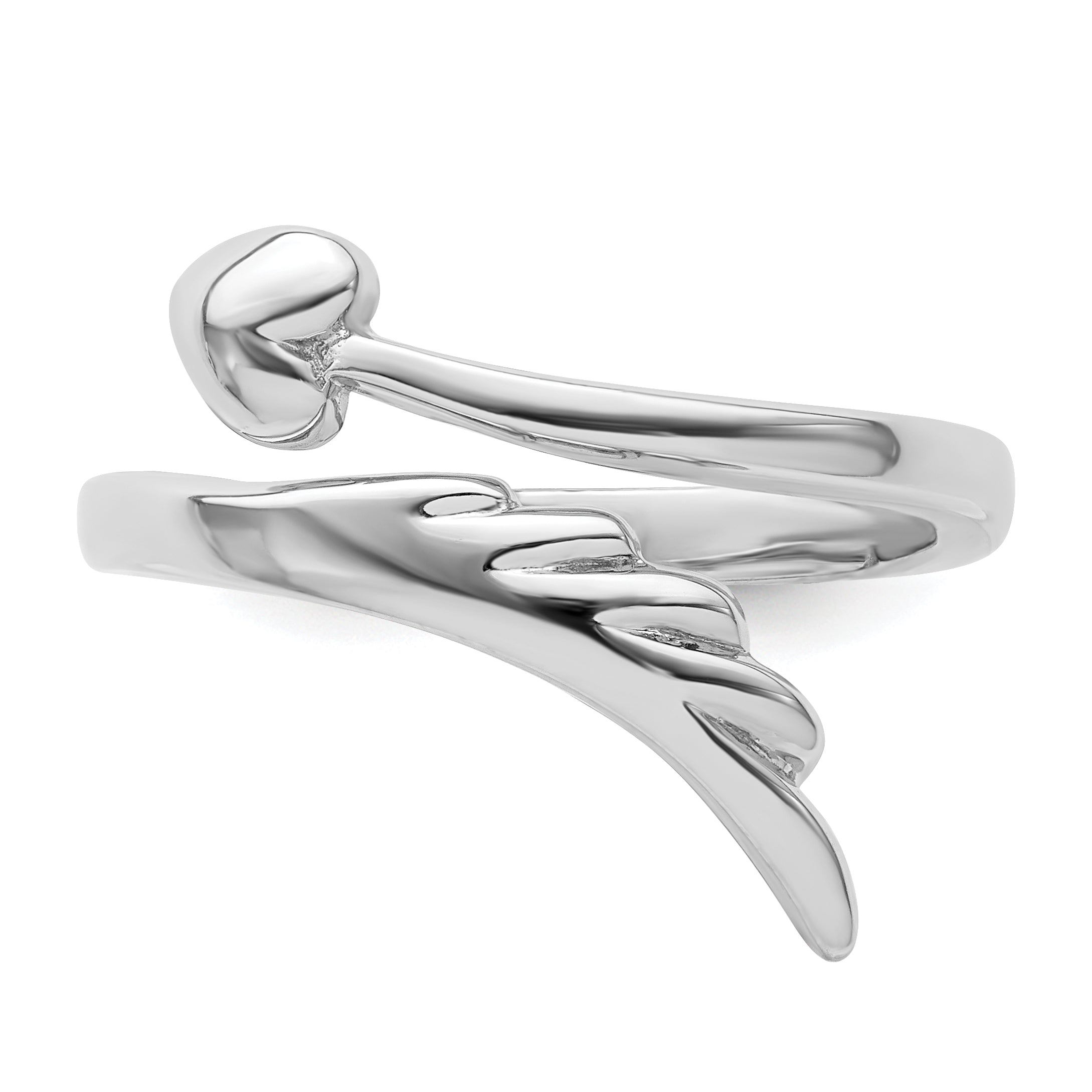 Sterling Silver Rhodium-plated Heart With Wing Toe Ring