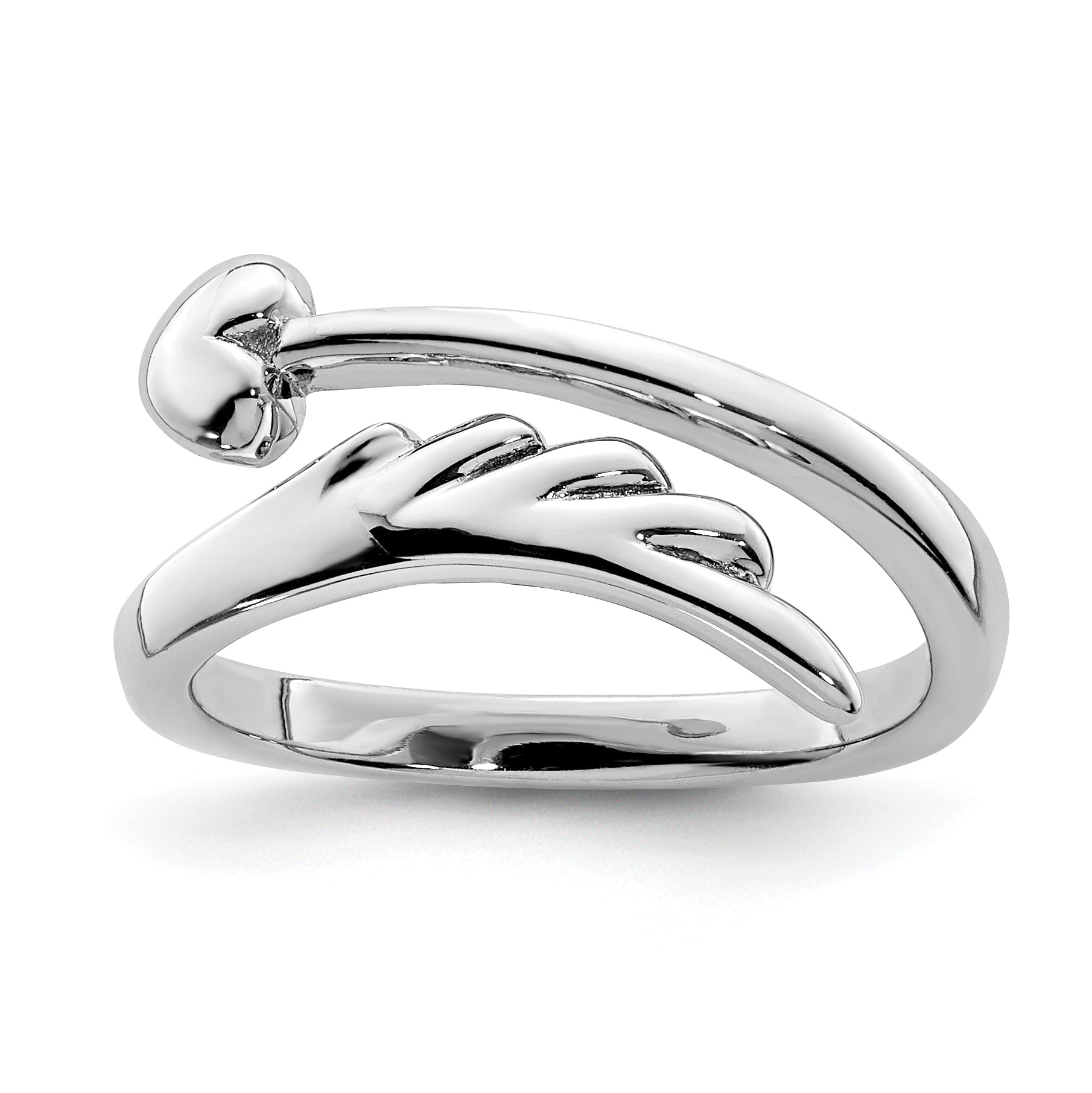 Sterling Silver Rhodium-plated Heart With Wing Toe Ring