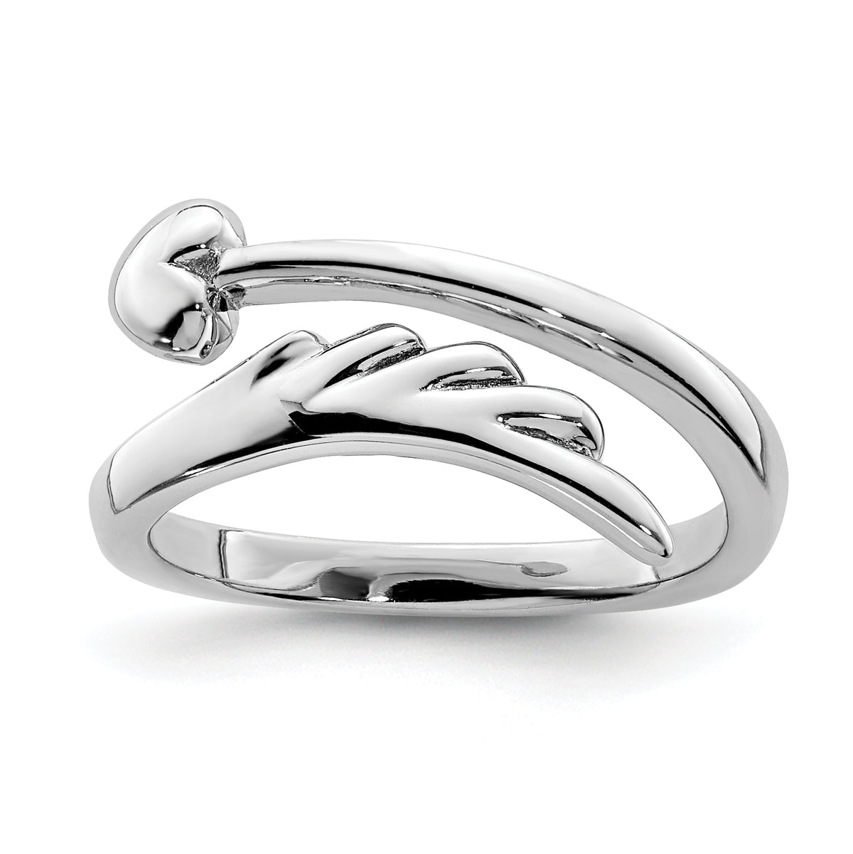 Sterling Silver Rhodium-plated Heart With Wing Toe Ring