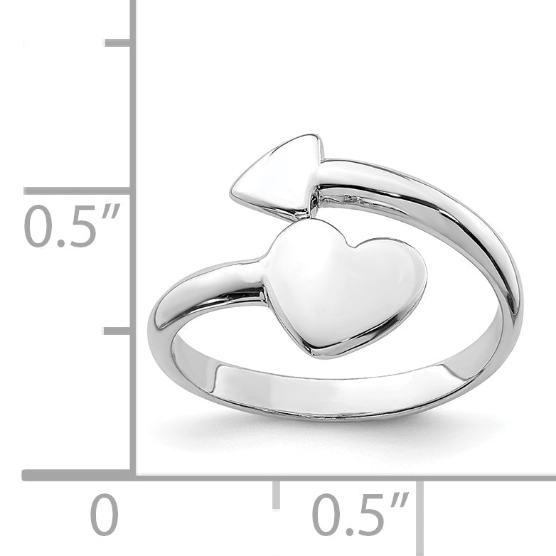 Sterling Silver Rhodium-plated Heart With Arrow Toe Ring