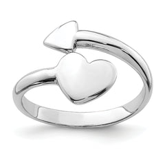 Sterling Silver Rhodium-plated Heart With Arrow Toe Ring