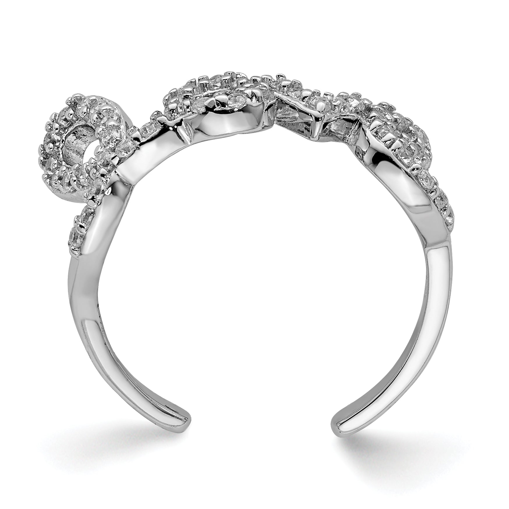 Sterling Silver Rhodium-plated CZ Love Toe Ring Secondary image