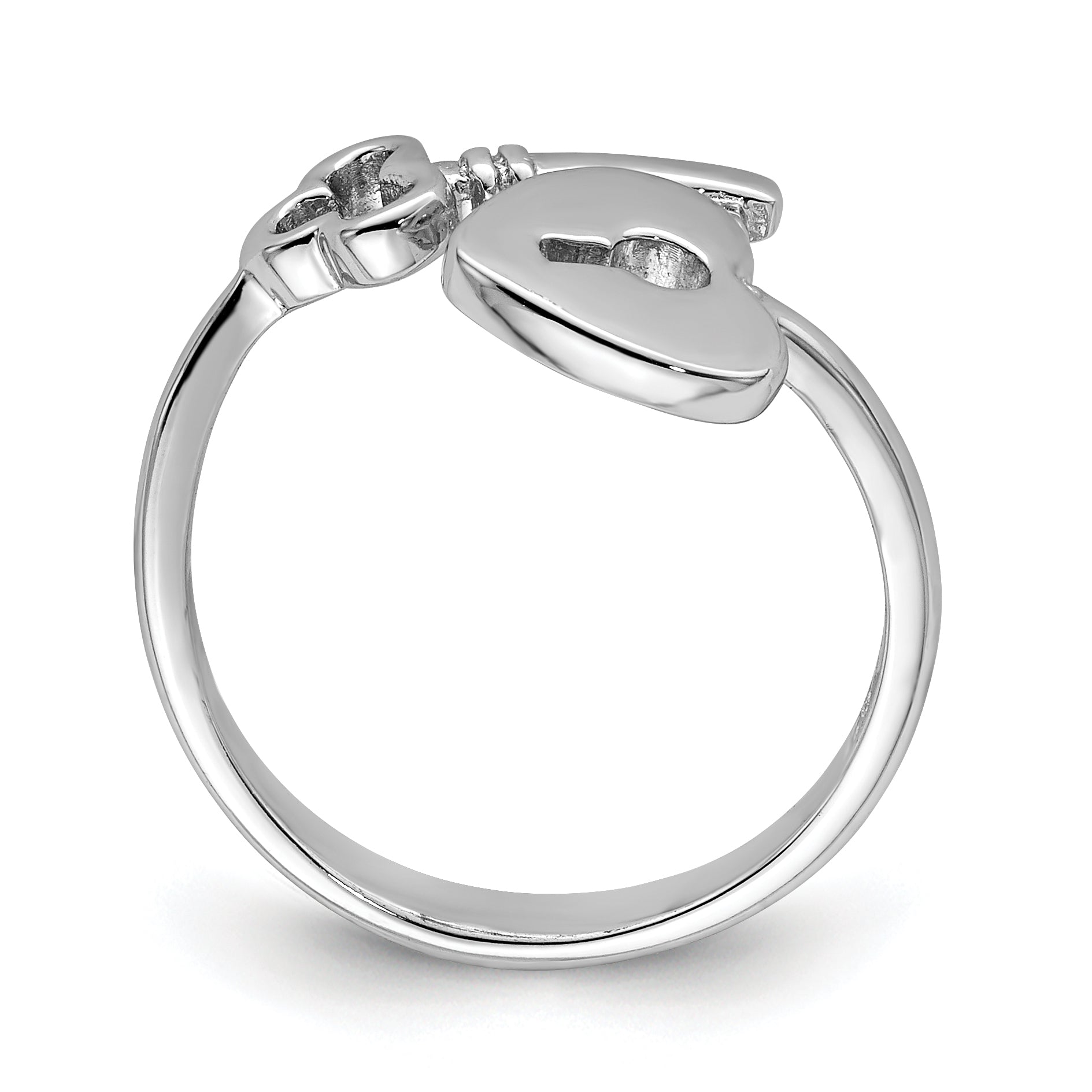 Sterling Silver Rhodium-plated Heart Lock & Key Toe Ring Secondary image