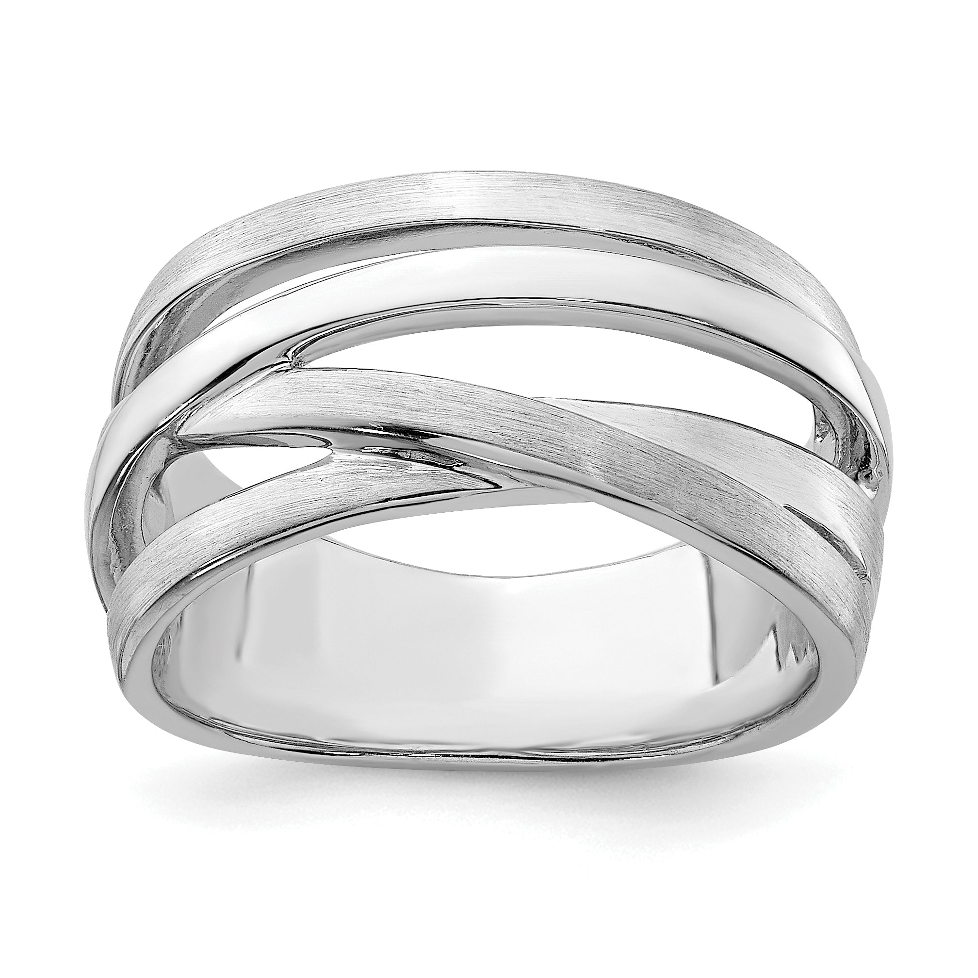 Sterling Silver Rhodium-plated Brushed Ring Main image