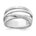Sterling Silver Rhodium-plated Brushed Ring