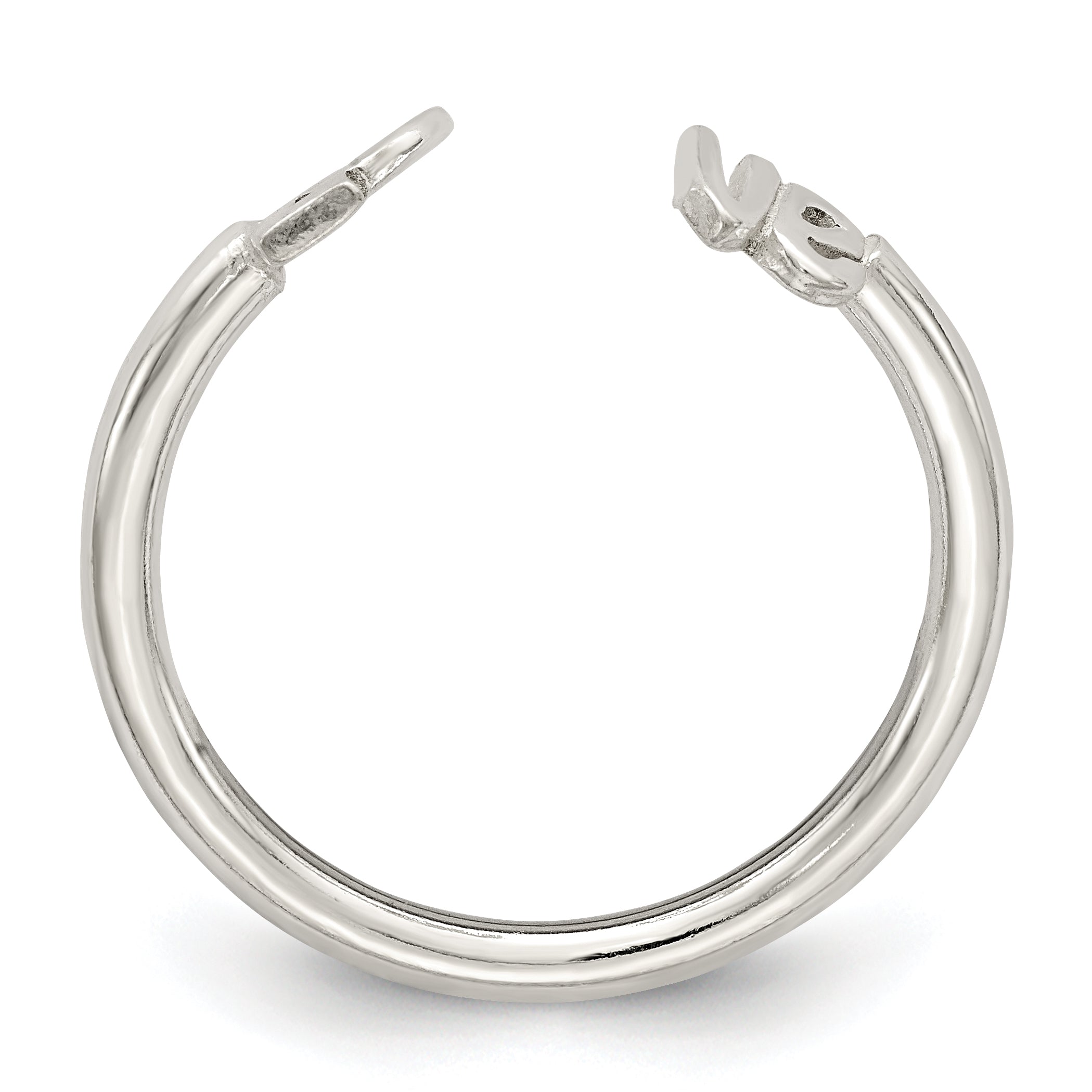 Sterling Silver Polished 'Love' Adjustable Ring Secondary image