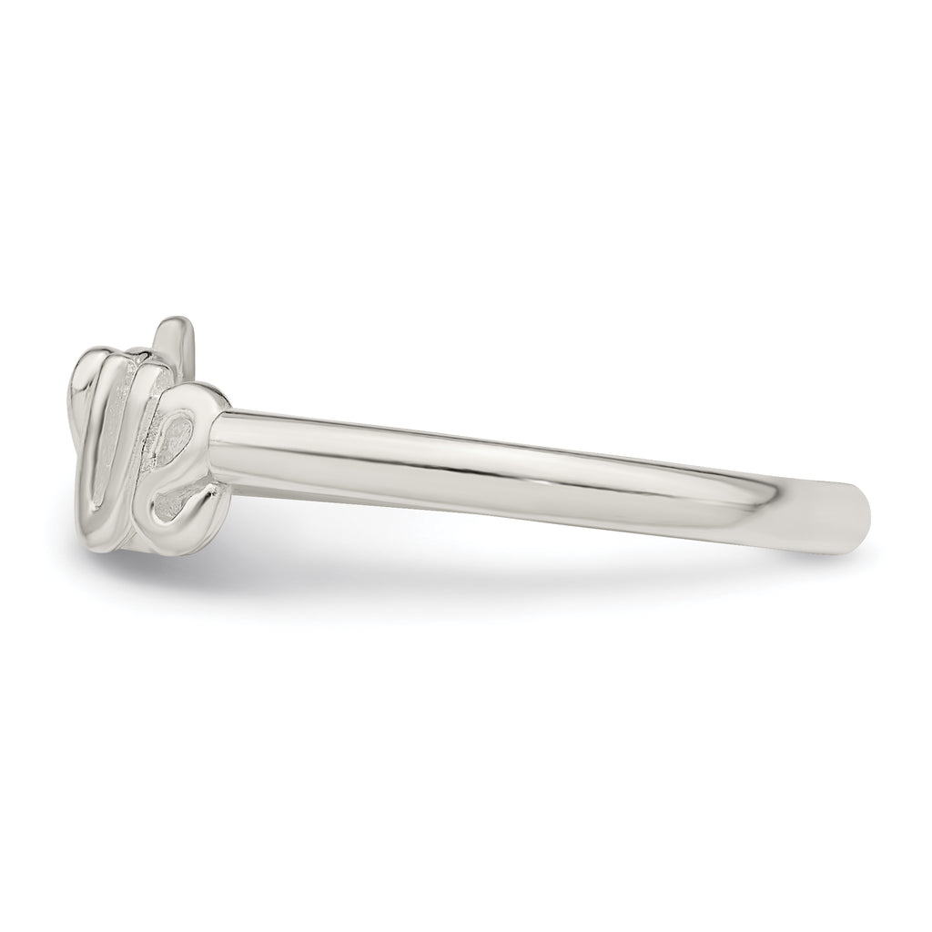 Sterling Silver Polished 'Love' Adjustable Ring