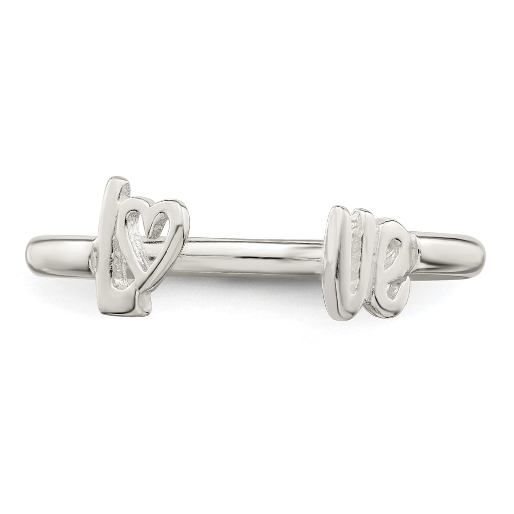 Sterling Silver Polished 'Love' Adjustable Ring