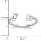 Sterling Silver Polished 'Love' Adjustable Ring