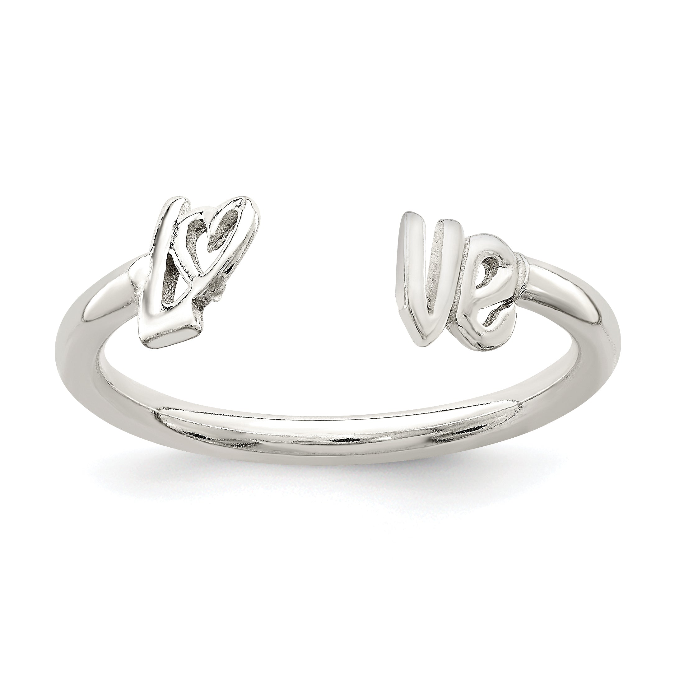 Sterling Silver Polished 'Love' Adjustable Ring Main image