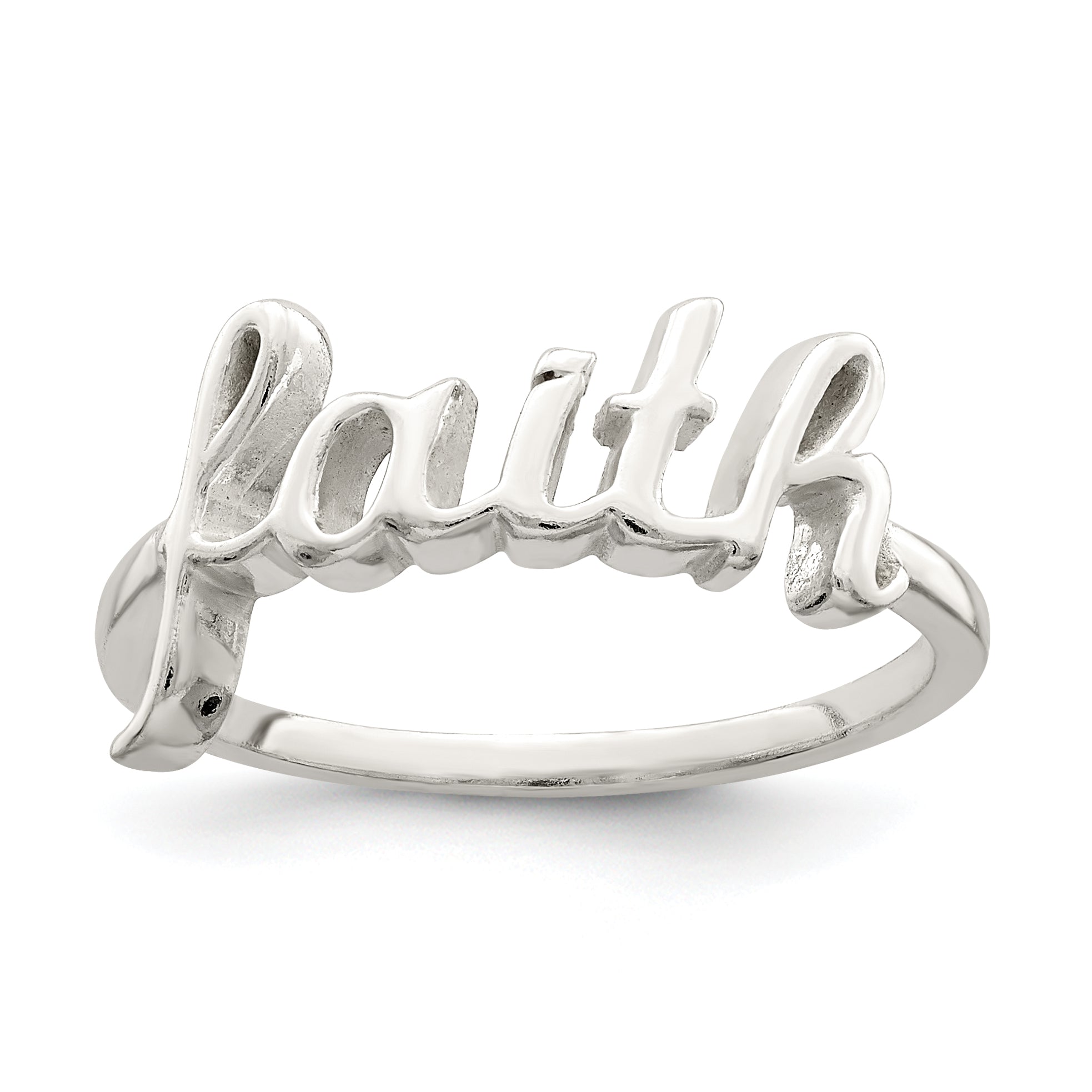 Sterling Silver Polished 'Faith' Ring Main image