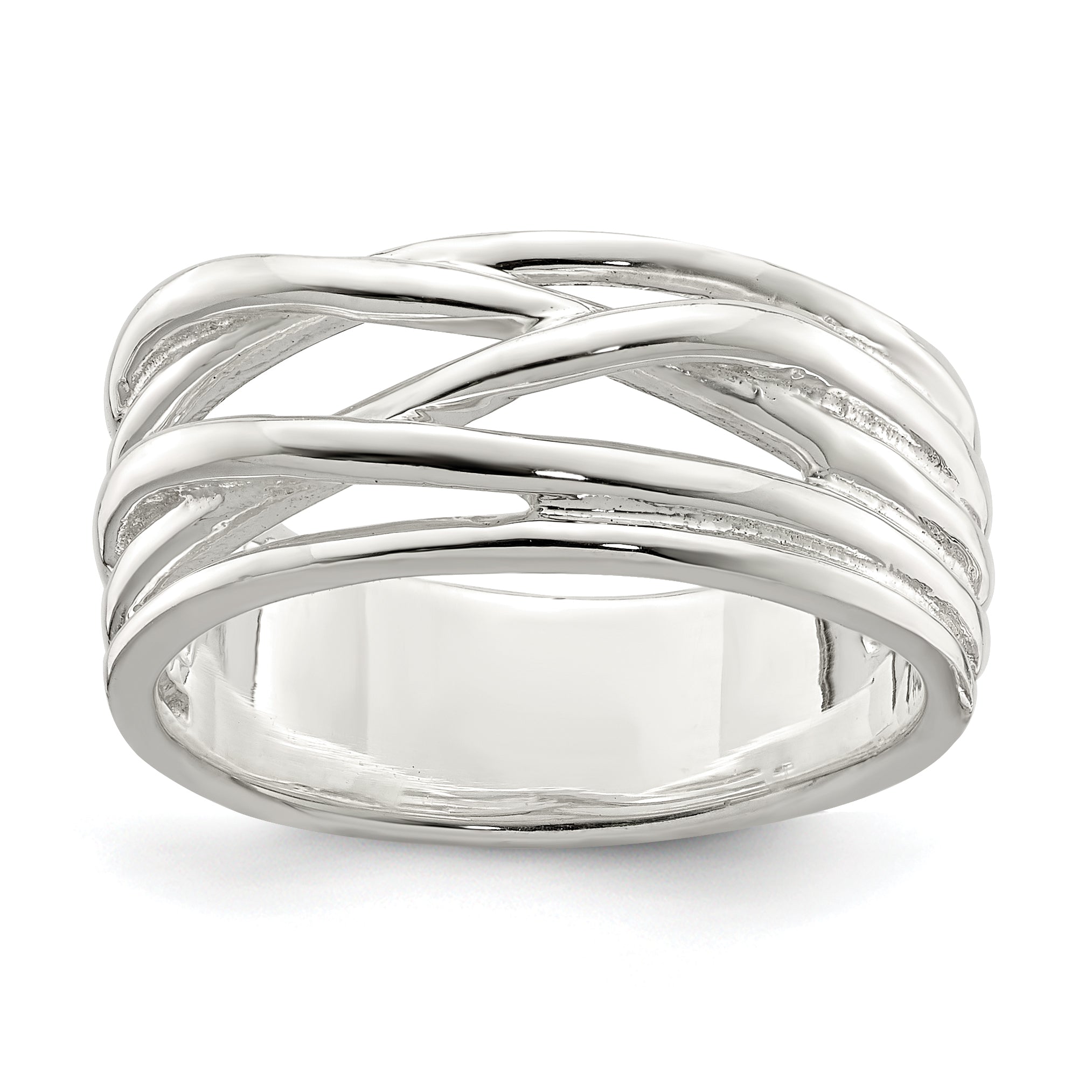 Sterling Silver Polished 5 Band Intersecting Ring Main image
