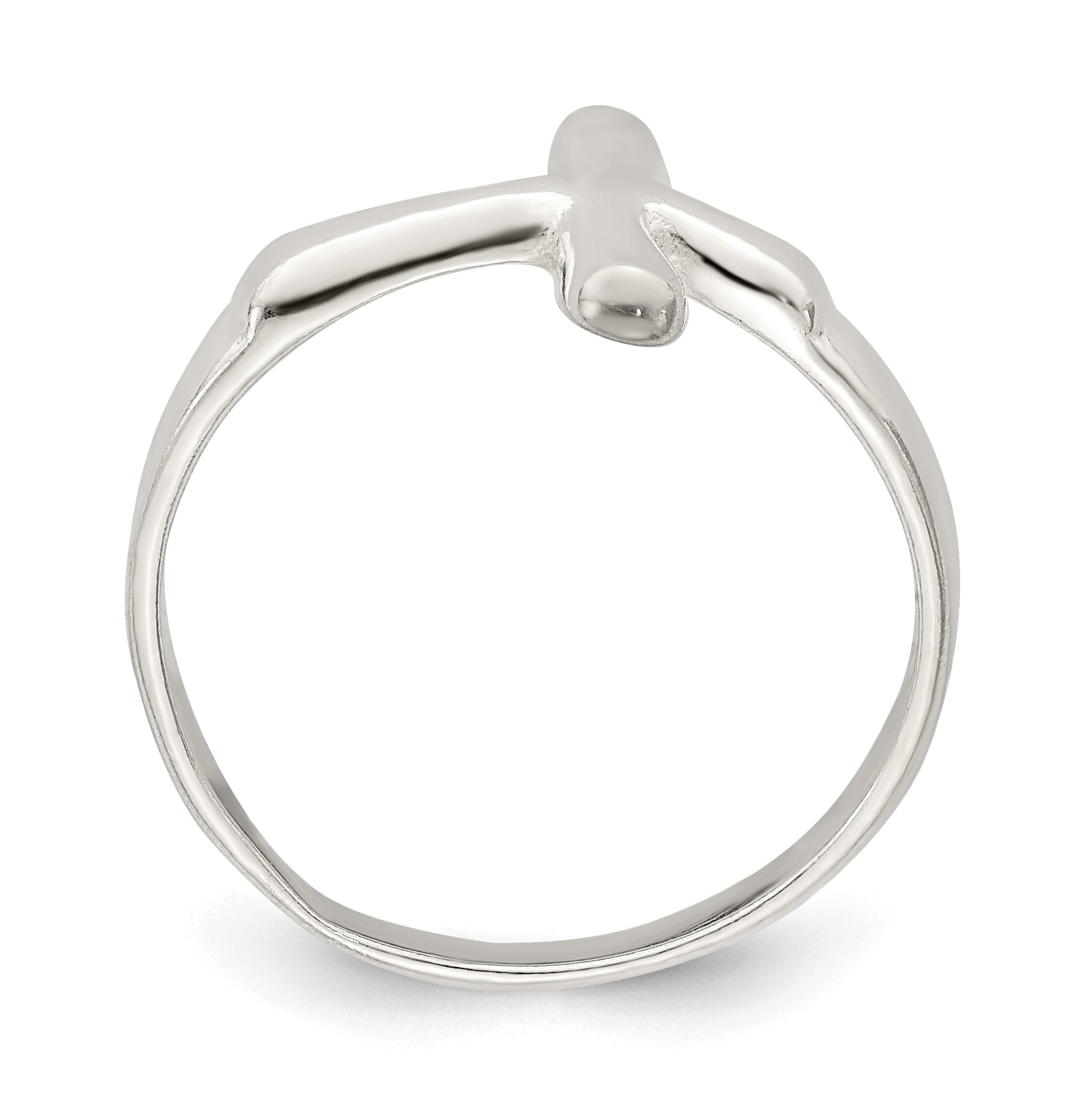 Sterling Silver Horizontal Tiny Freeform Cross Ring Secondary image