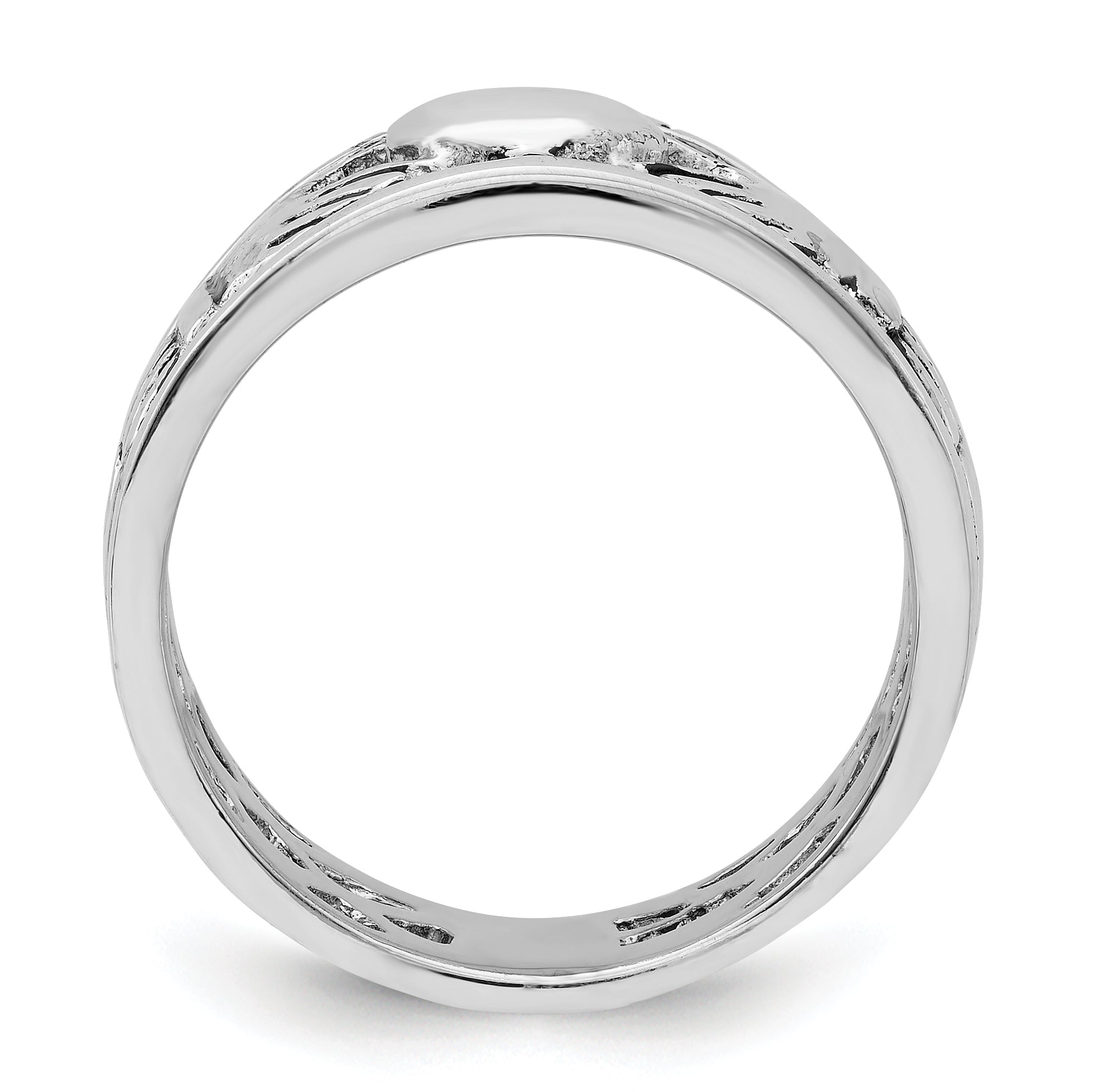 Sterling Silver Rhodium-plated and Antiqued Claddagh Ring Secondary image