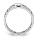 Sterling Silver Rhodium-plated and Antiqued Claddagh Ring