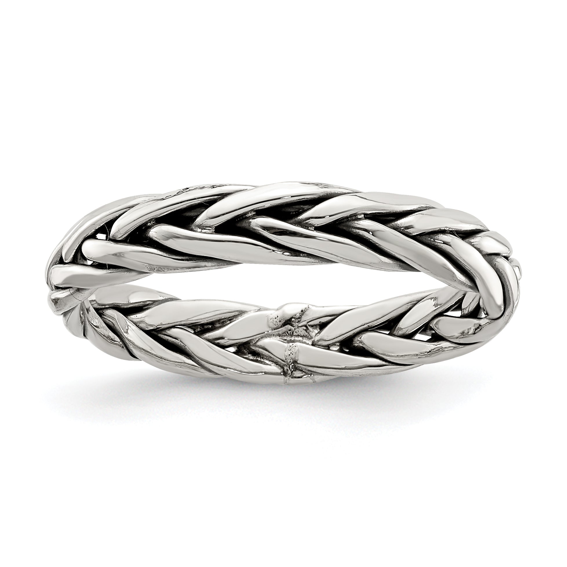 Sterling Silver Antiqued Weave 3.25mm Women's Ring Main image