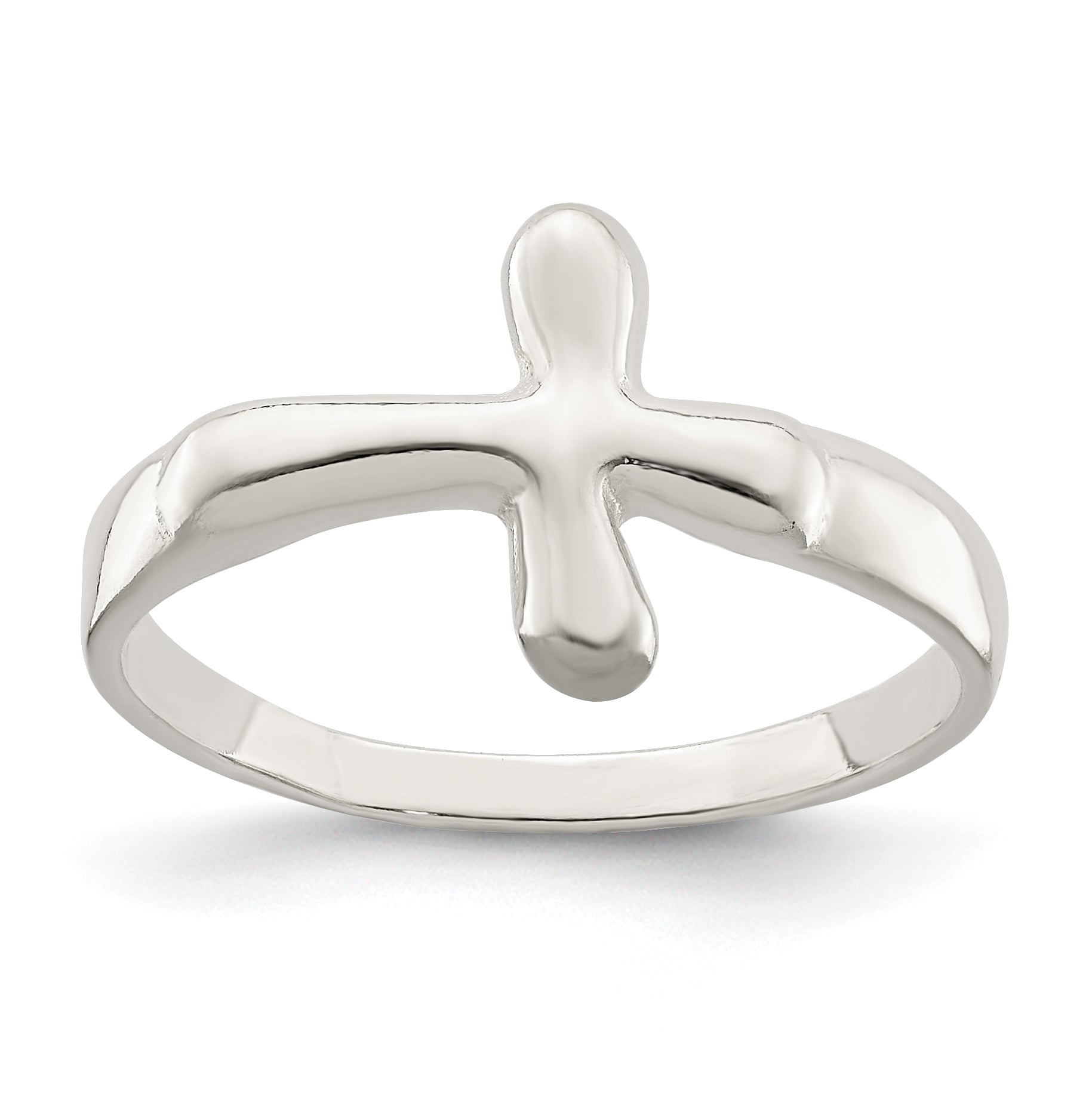 Sterling Silver Horizontal Tiny Freeform Cross Ring Main image