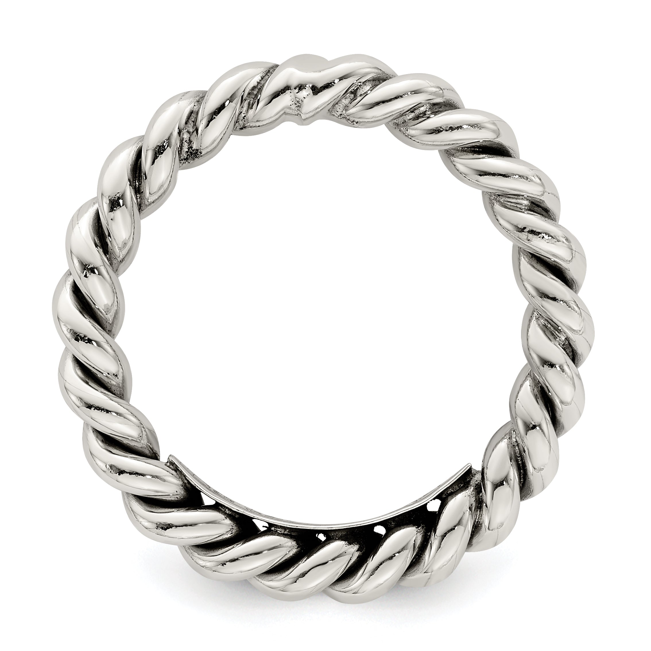 Sterling Silver Antiqued Twisted 3mm Women's Ring Secondary image