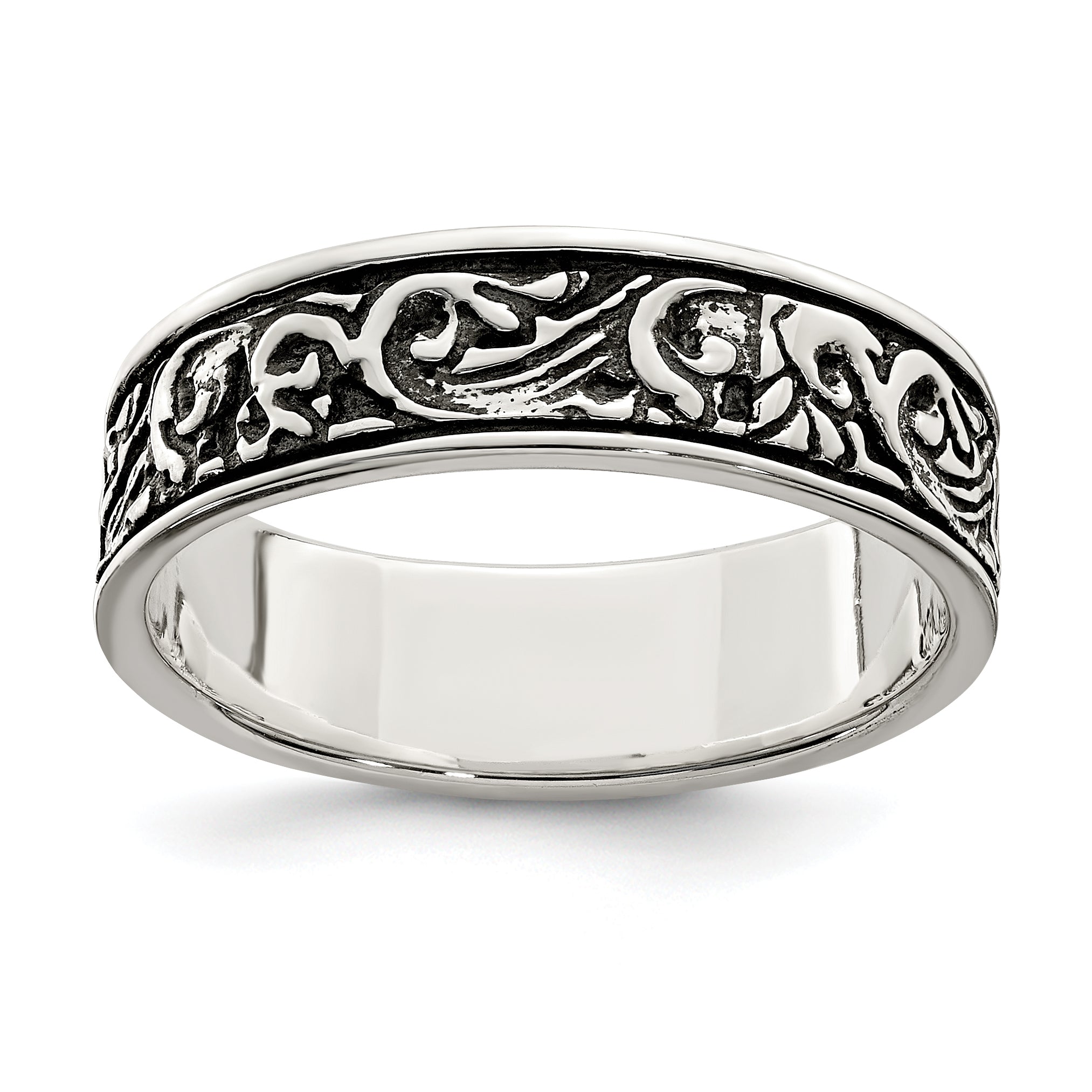 Sterling Silver Polished and Antiqued Filigree Women's Ring Main image
