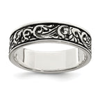 Sterling Silver Polished and Antiqued Filigree Women's Ring
