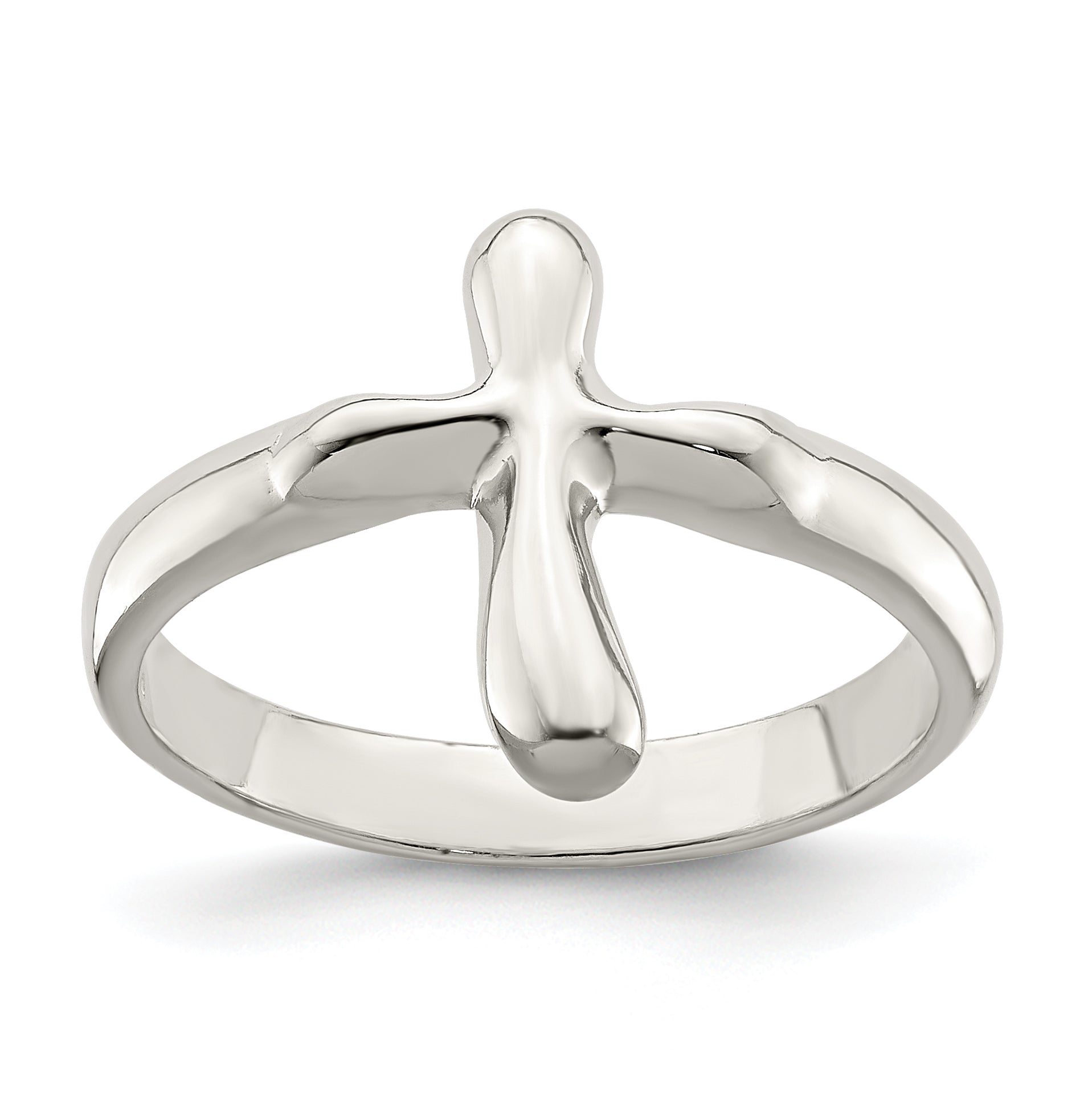 Sterling Silver Vertical Tiny Freeform Cross Ring Main image