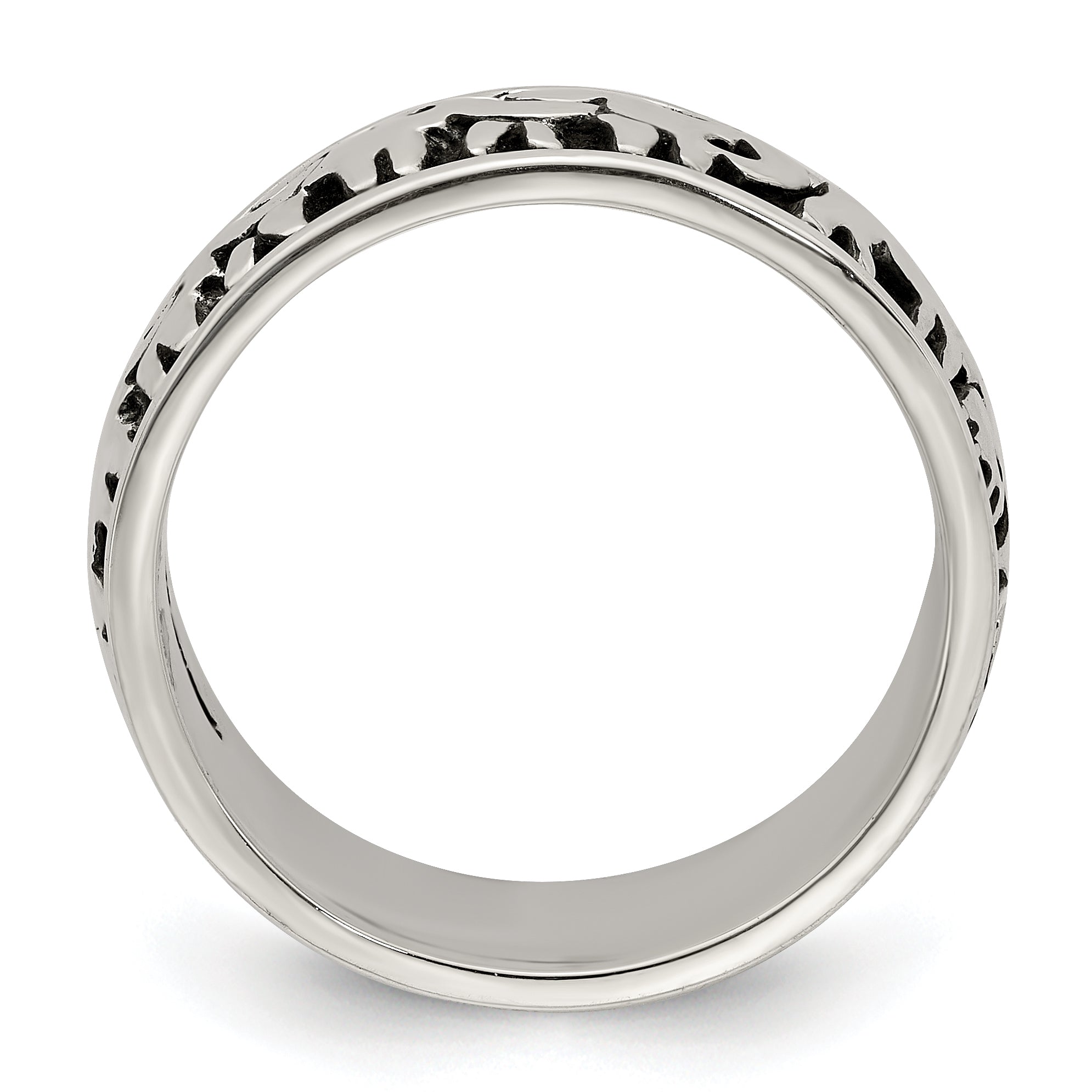 Sterling Silver Polished and Antiqued Elephants Ring Secondary image