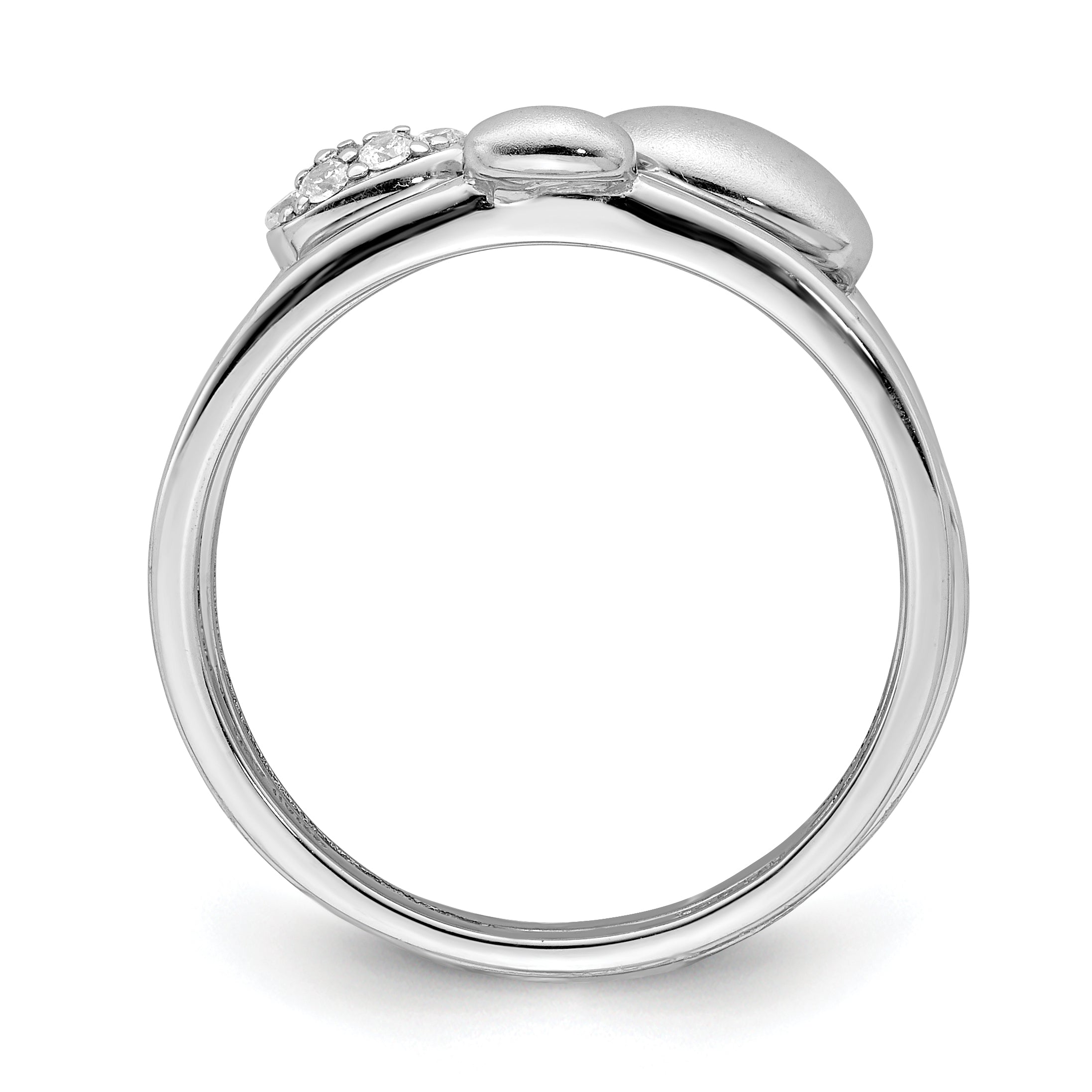 Sterling Silver Rhodium-Plated Polished Cubic Zirconi 3 Ring Set Secondary image