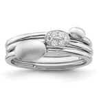 Sterling Silver Rhodium-Plated Polished Cubic Zirconi 3 Ring Set
