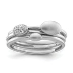 Sterling Silver Rhodium-Plated Polished Cubic Zirconi 3 Ring Set