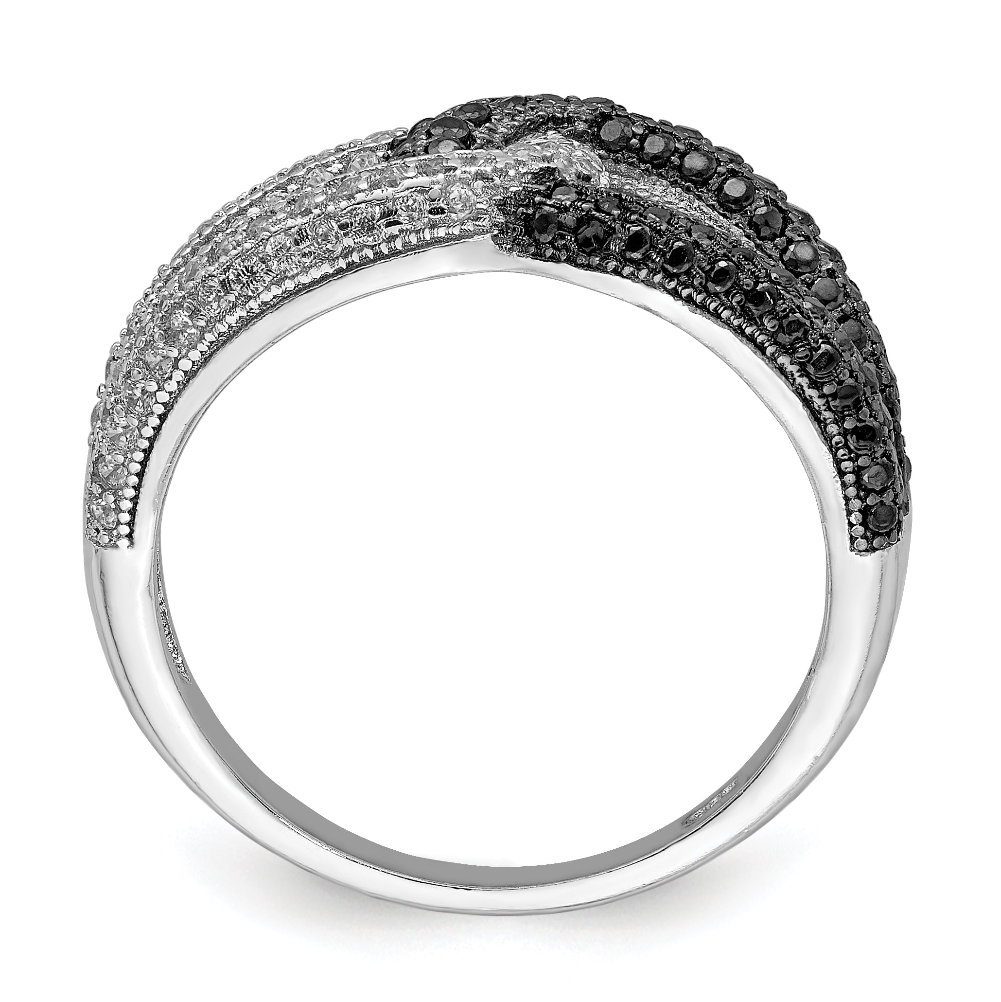 Sterling Silver Rhodium-plated Black & White CZ Ring Secondary image
