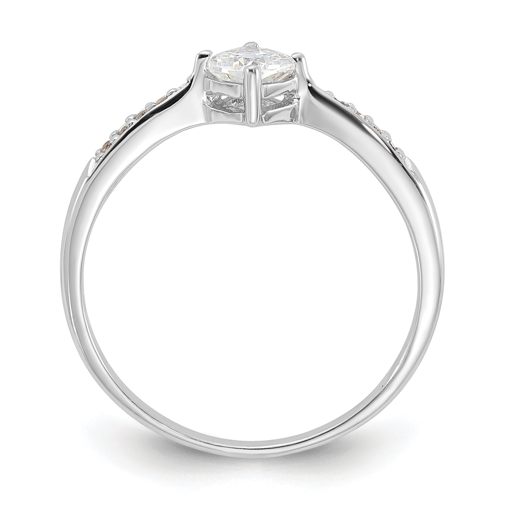 Sterling Silver Rhodium-Plated Polished and Square Shaped Cubic Zirconi Ring Secondary image