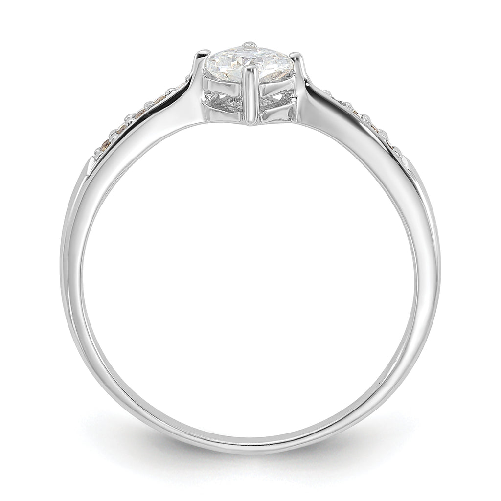 Sterling Silver Rhodium-Plated Polished and Square Shaped Cubic Zirconi Ring