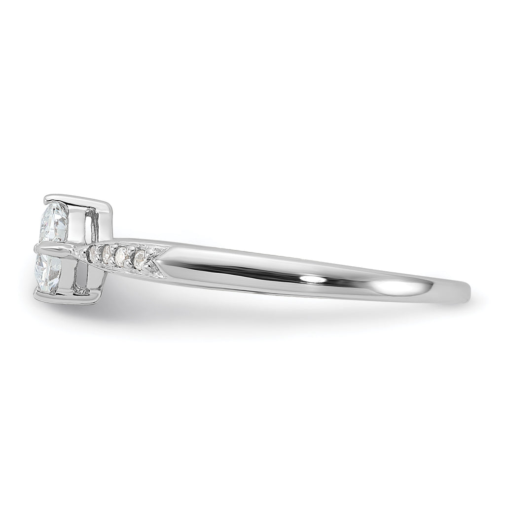 Sterling Silver Rhodium-Plated Polished and Square Shaped Cubic Zirconi Ring