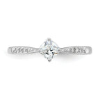 Sterling Silver Rhodium-Plated Polished and Square Shaped Cubic Zirconi Ring