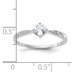 Sterling Silver Rhodium-Plated Polished and Square Shaped Cubic Zirconi Ring