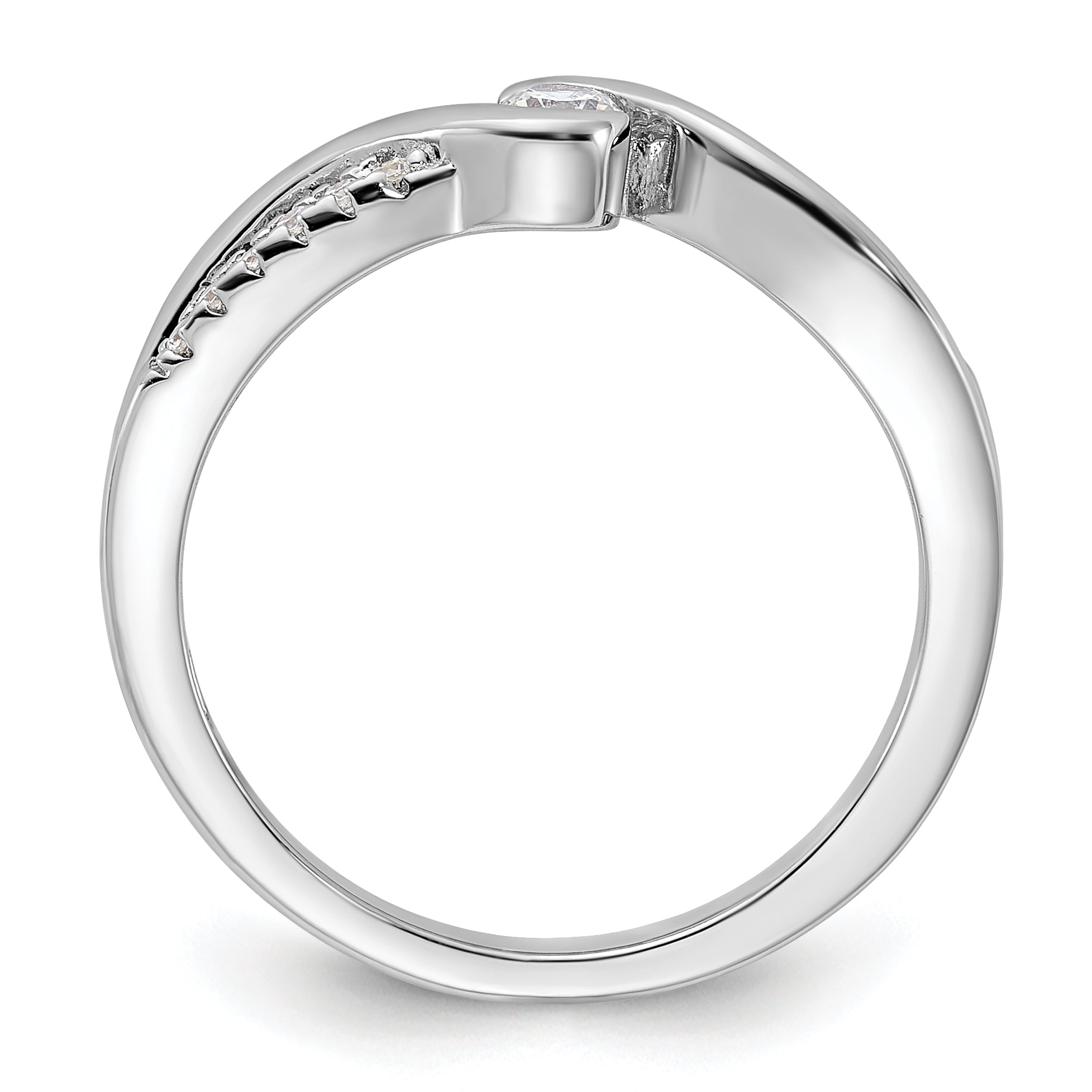 Sterling Silver Rhodium-plated & CZ Ring Secondary image
