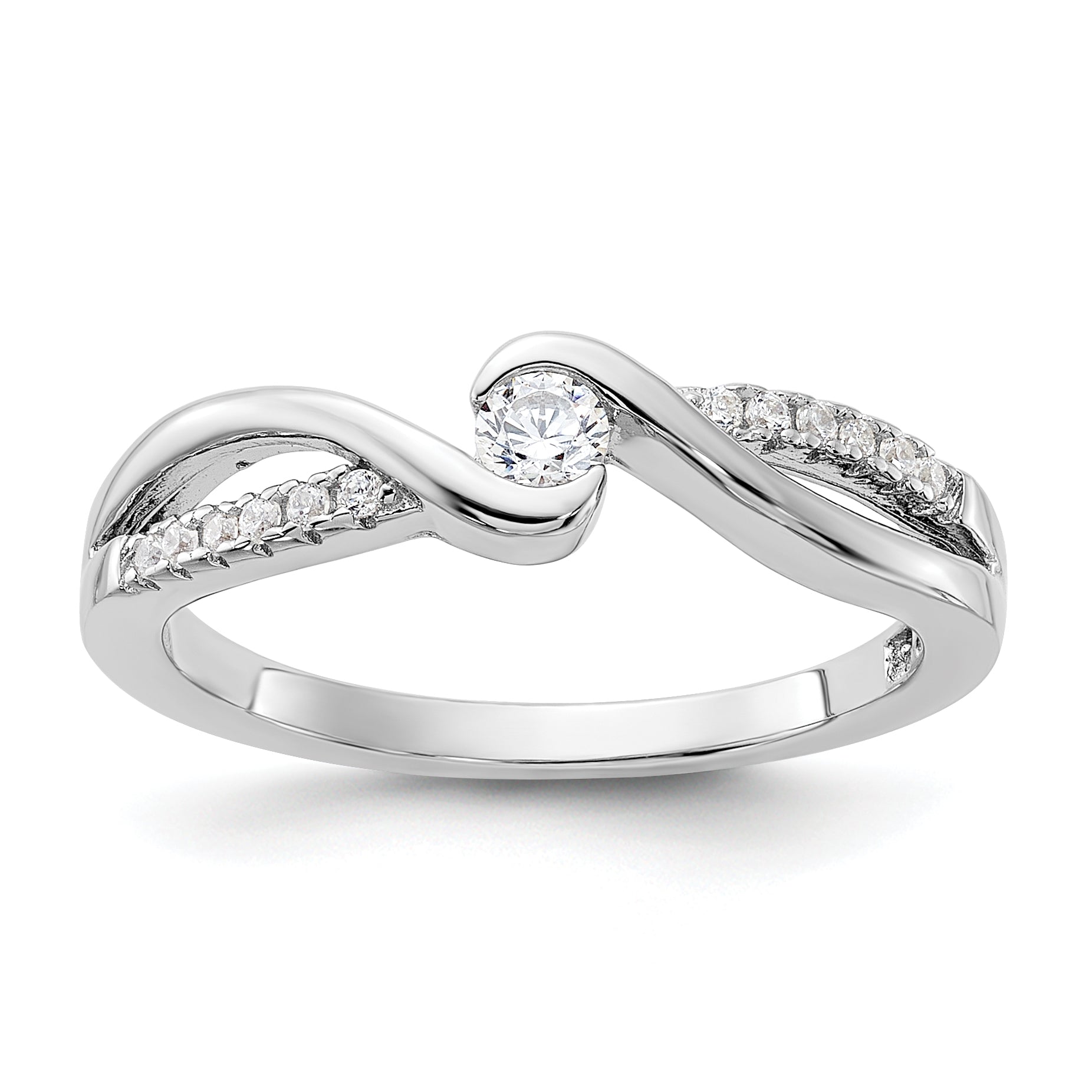 Sterling Silver Rhodium-plated & CZ Ring Main image