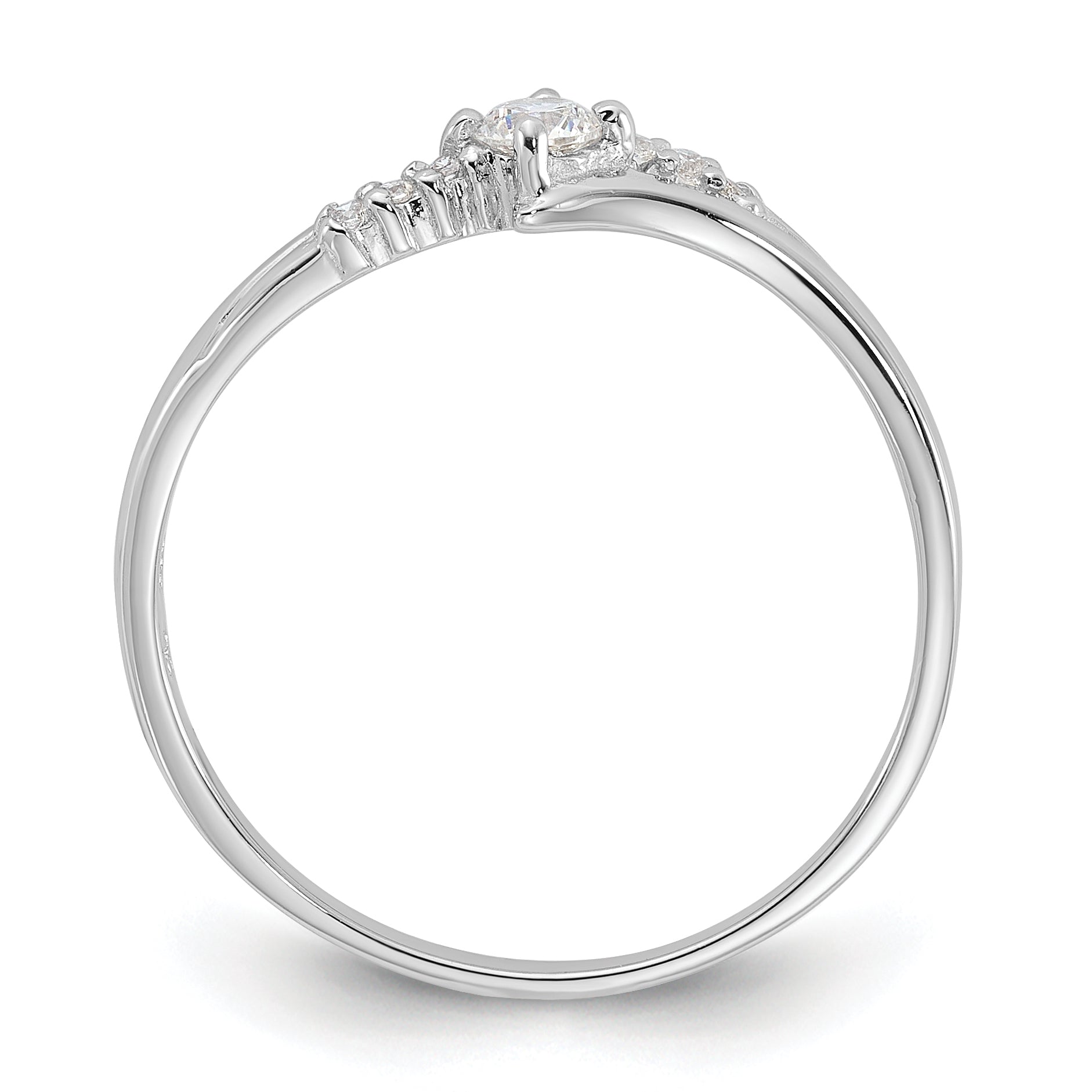 Sterling Silver Rhodium-plated and CZ Ring Secondary image