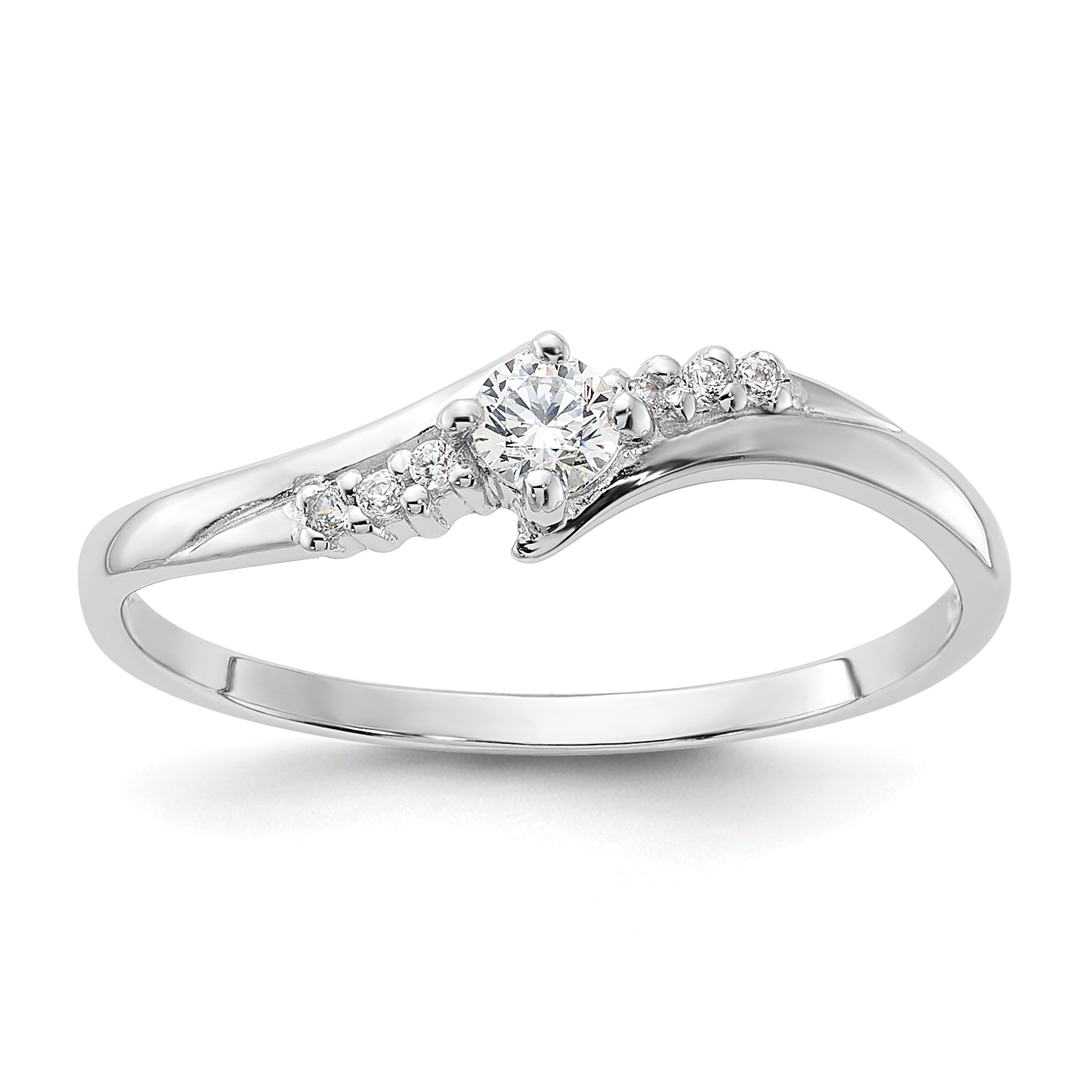 Sterling Silver Rhodium-plated and CZ Ring Main image