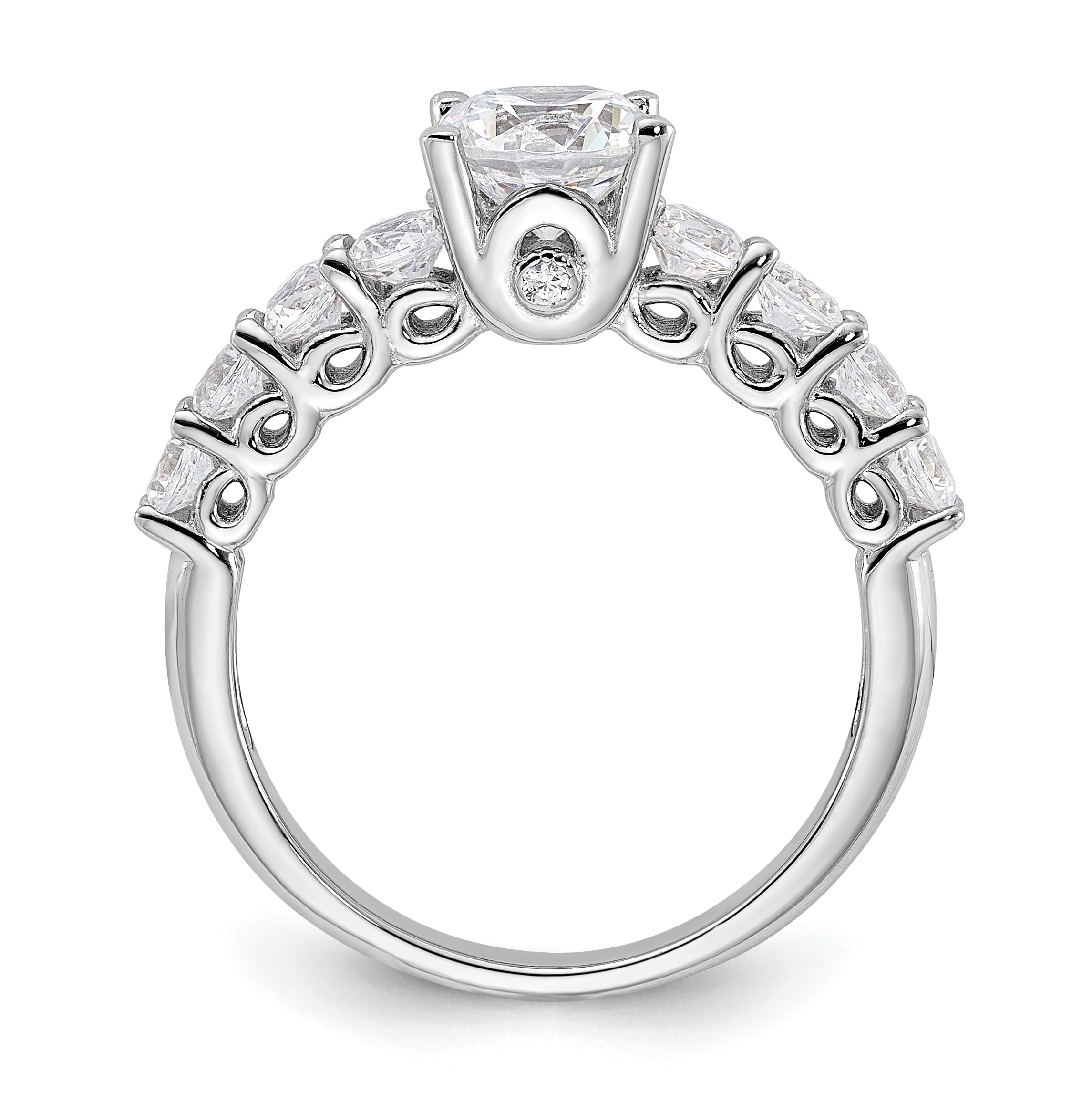 Pure Fire Sterling Silver Rhod-plated Polished & CZ Ring