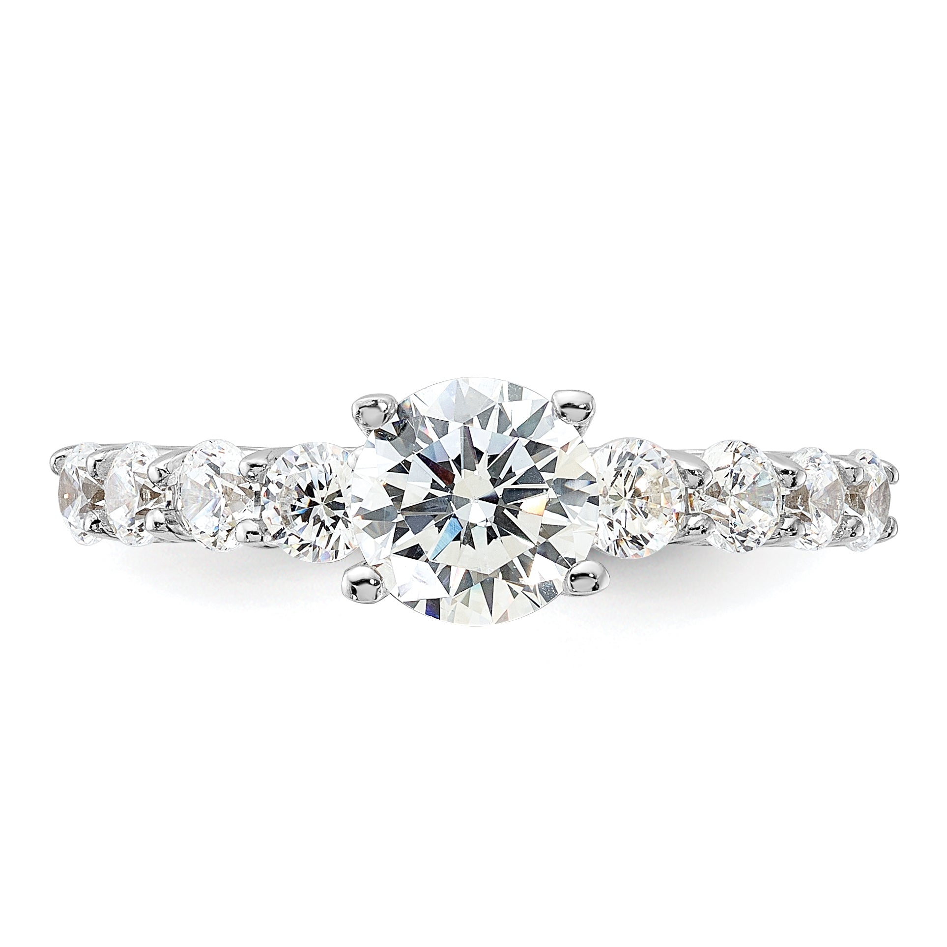 Pure Fire Sterling Silver Rhod-plated Polished & CZ Ring