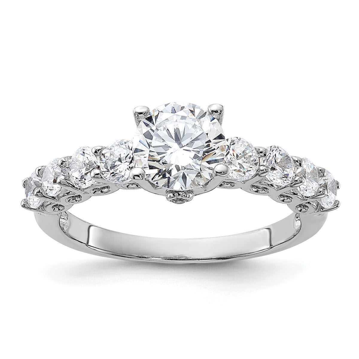 Pure Fire Sterling Silver Rhod-plated Polished & CZ Ring