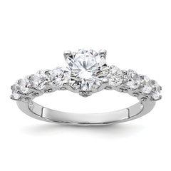 Pure Fire Sterling Silver Rhod-plated Polished & CZ Ring