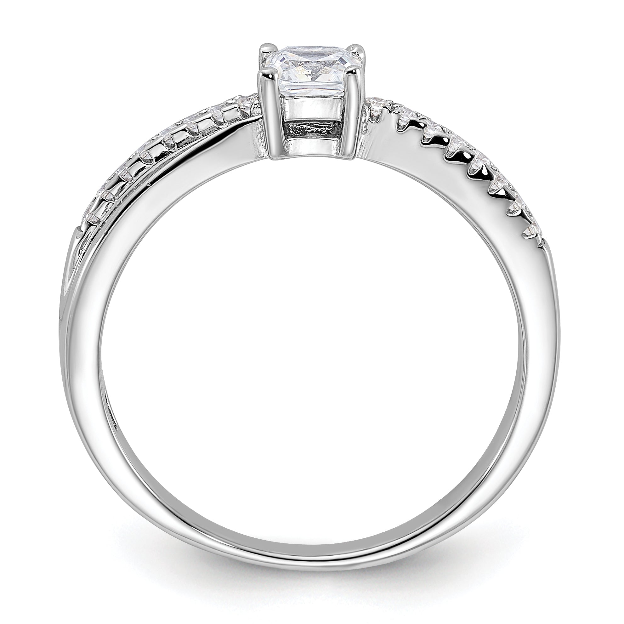 Sterling Silver Rhodium-plated Polished & CZ Ring Secondary image