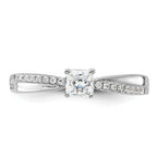 Sterling Silver Rhodium-plated Polished & CZ Ring