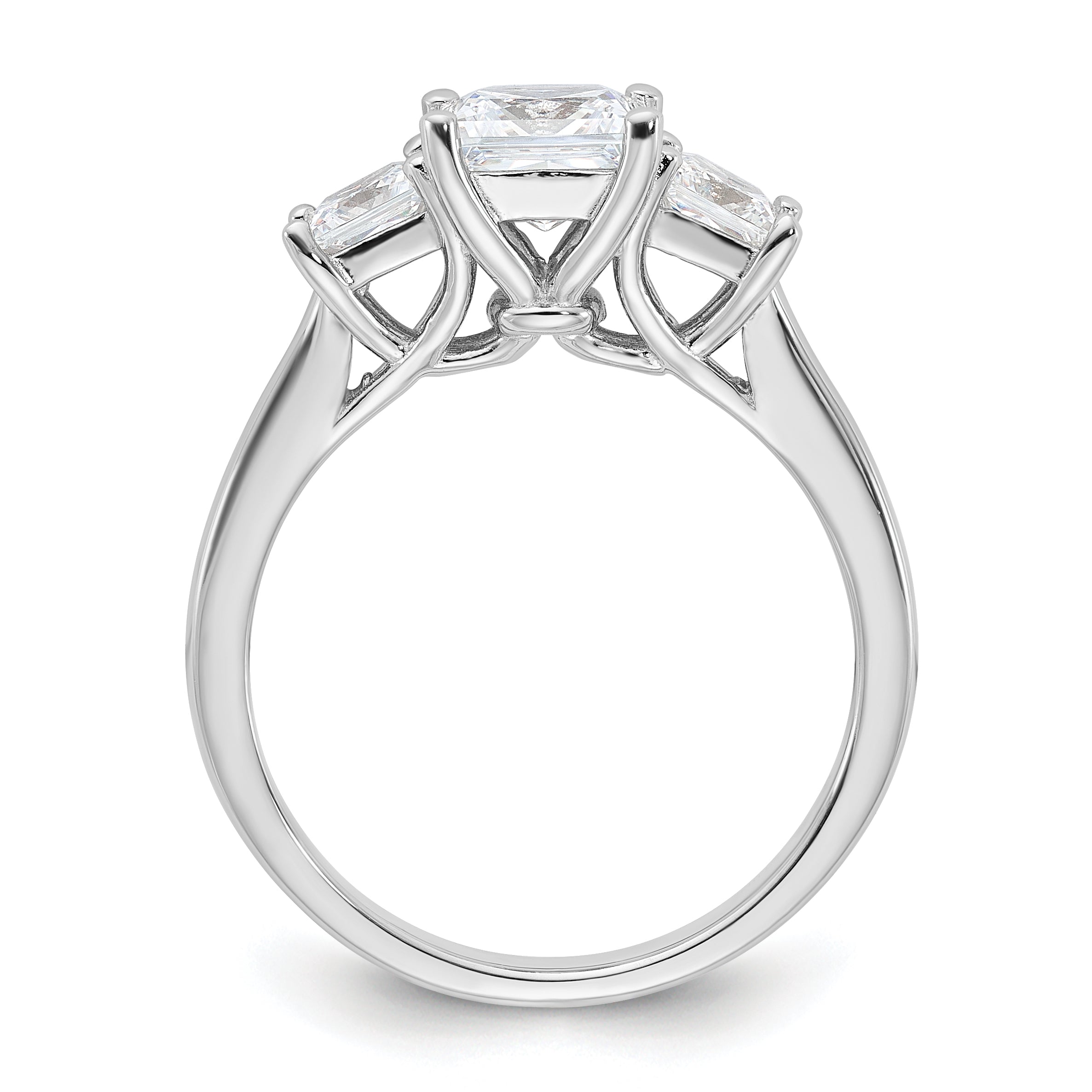 Sterling Silver Rhodium-plated & CZ 3 Stone Ring Secondary image